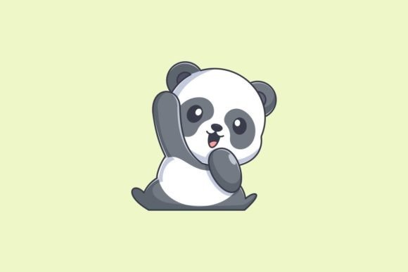 Charming Panda Waving Hand: A Versatile Design Asset