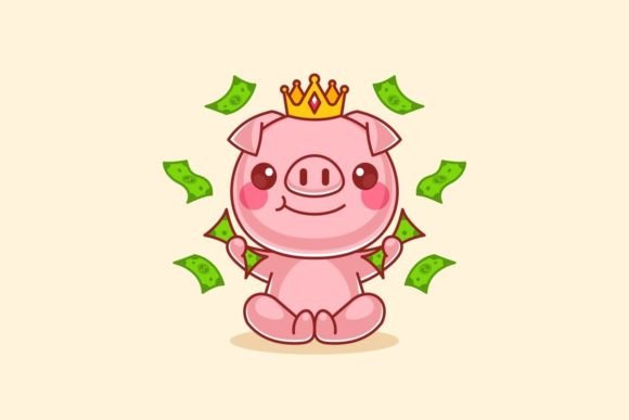 Cute Pig King Holding Money: A Quirky Vector Asset for Modern Design