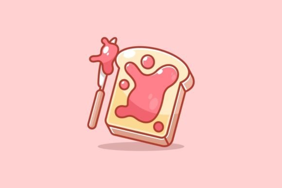 Cute White Bread with Strawberry Jam: A Free Vector Design Asset