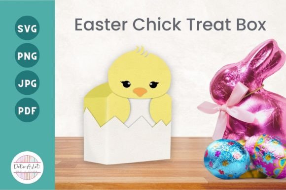 Easter Chick Treat Box 3D SVG Cut File for Designers