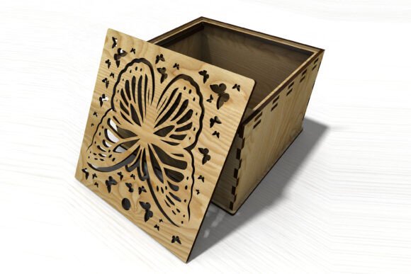 Elegant Wooden Box with Butterfly Sliding Lid Design