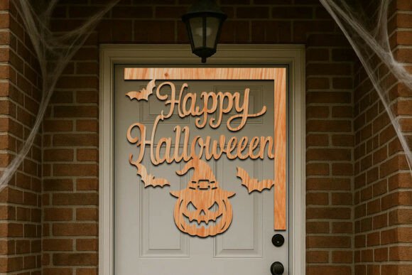 Spooky Spider Web & Bat Decor: Laser Cut Halloween Door Corner SVG