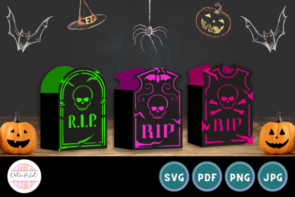 Tombstone Halloween Treat Boxes: A Spooky-Cute Design Asset