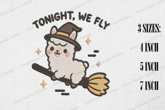 Tonight We Fly: Cute Llama Embroidery for Modern Design
