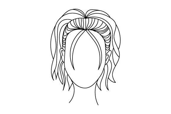Y2K Hairstyle, Line Art 2: A Versatile Vector Asset